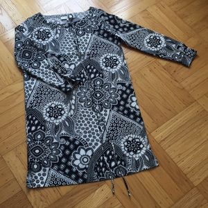 Loft patterned shift dress with tie